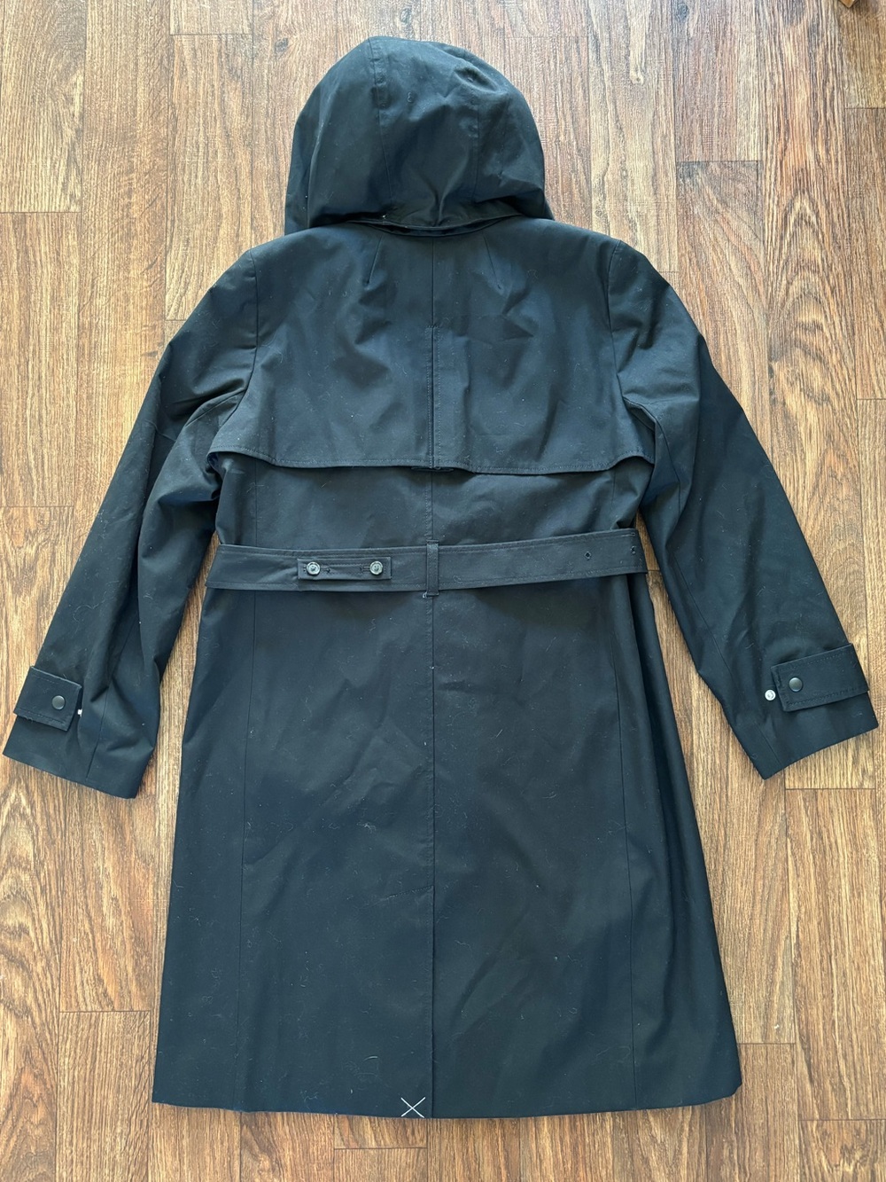 J.Crew Women's Icon Trench Coat Black Size 14 Hooded Water-Repellent BF456 FA24 - Picture 14 of 16